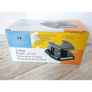 Sparco Paper Punch Two Hole Black 00785 Metal 30 Sheet Capacity ¼” Hole Size